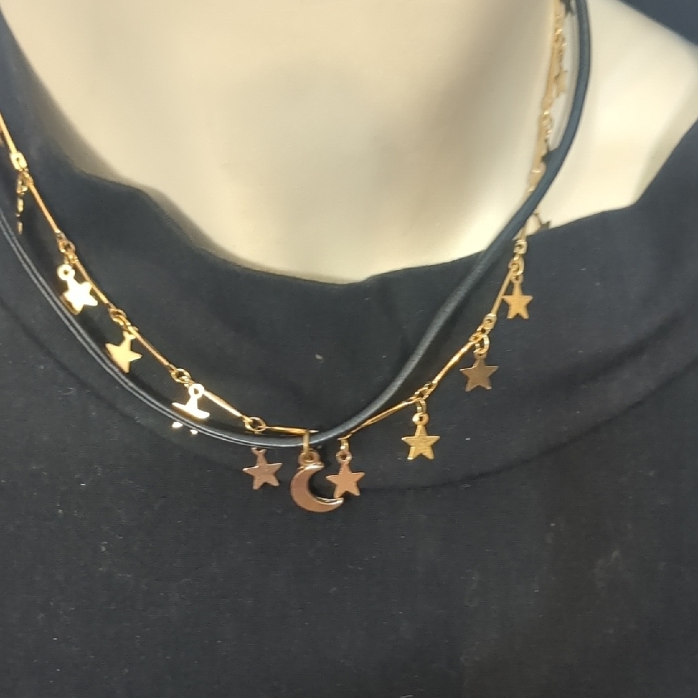 Gold Star & Moon Layered Necklace - Women's Jewelry